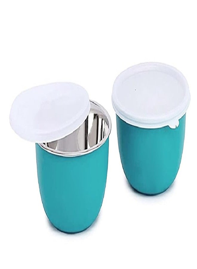 Zaib Microwave Safe Stainless Steel Mixing Bowl with Lid - 500 ml Each | Euro Style Food Storage Containers for Kitchen, & Freezer Safe (14cm 2 Pcs - Turquoise with Lid) - Image 4